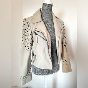Studded lambskin leather jacket